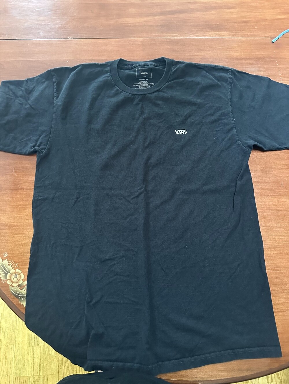 Vans Black Short-Sleeve Tee with Small Chest Logo Mens Large